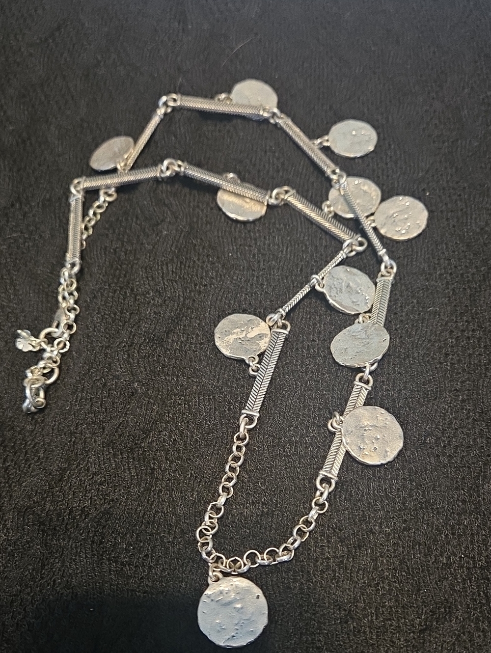 Lucky Brand Textured Silver Coin Charm Necklace - Silver